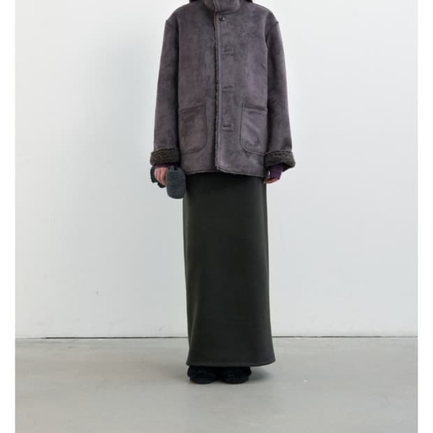 포저 리버시블 시어링 무스탕(다크그레이)