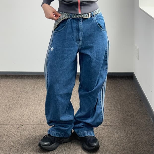 Adidas 아디다스 파이어로고 트랙탑 데님 팬츠