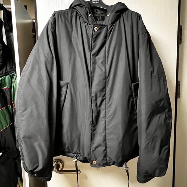 타임옴므 후드 구스다운 패딩 블랙