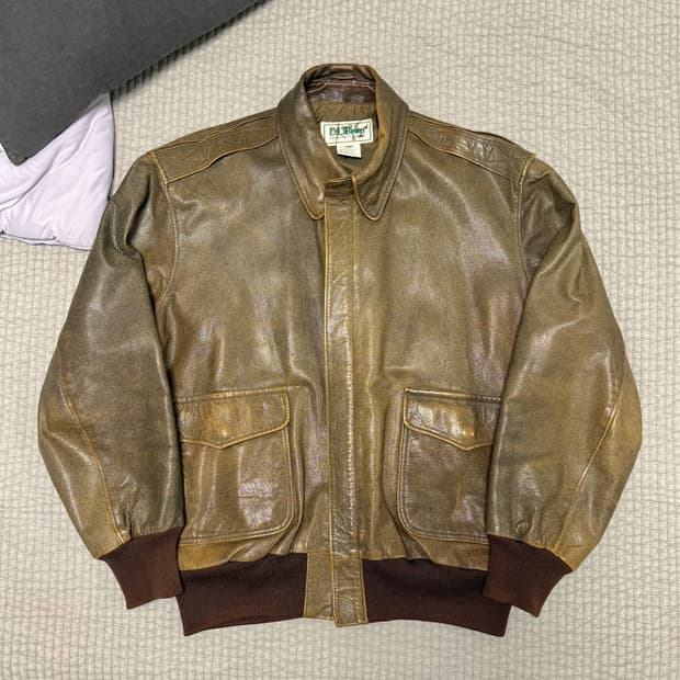 [L,42] 80년대 엘엘빈 a-2 플라이트 레더 자켓 고트스킨