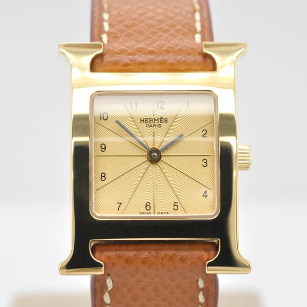 에르메스 H아워 금장 중고명품 손목시계 여성용 PM 사이즈 21mm