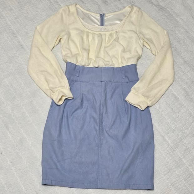 세실맥비)일본빈티지 로맨틱 히메갸루st 니트레이스 레이어드 원피스