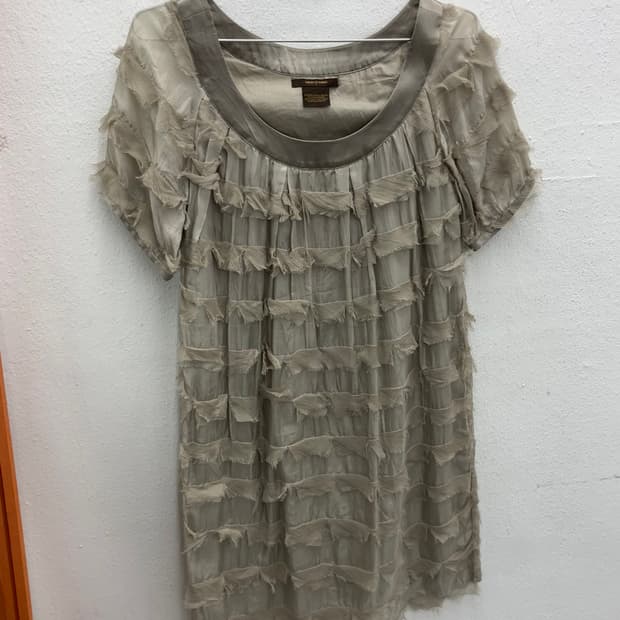빈티지그레이 티어드러플 미니드레스