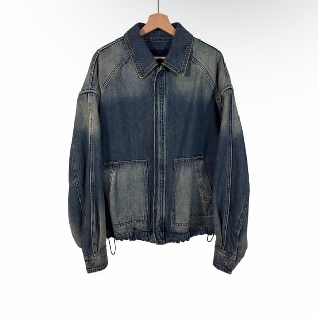 [46] 준지 남성 포켓 가먼트다잉 워싱 지퍼 데님 트러커 자켓 블루