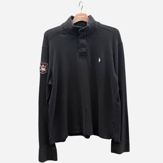 폴로 랄프로렌 코튼 모크넥 니트 포니자수 암패치 디테일 블랙