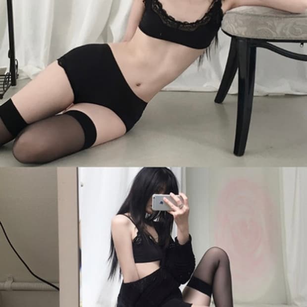 Cladda( 클라따 ) , lace bralette set, black