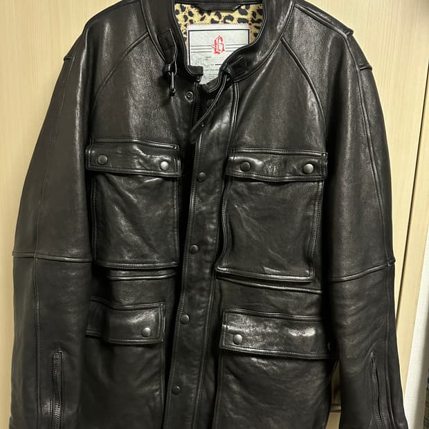 블랙아웃 레더 바이커 자켓 L