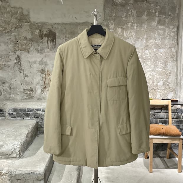 질샌더 슈크림 히든 버튼 누빔 자켓