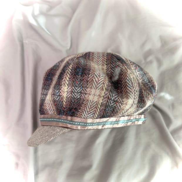 빈티지 너드 하구미 체크 빵모자 카스케트 미사깔 라떼갸루 코코모리