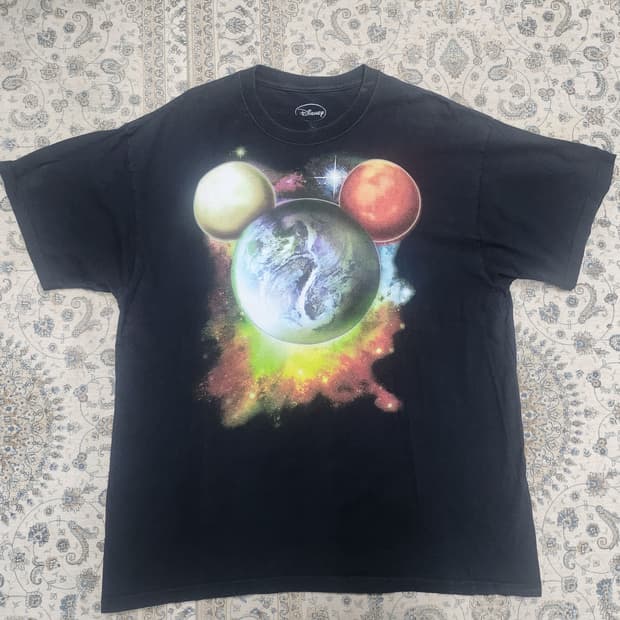 디즈니 미키마우스 지구 로고 반팔티 XL
