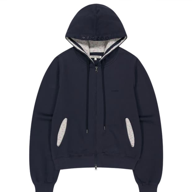 코이세이오 플라워 포인트 집업 후디 네이비