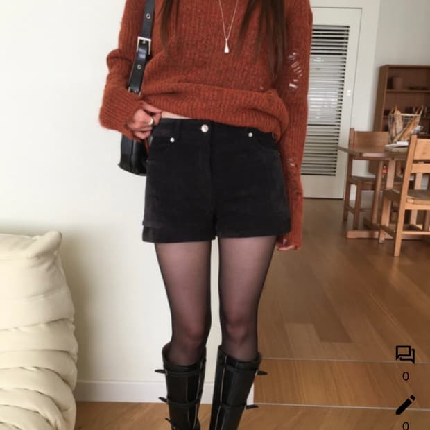 유어제이 벨벳 레이어드 숏팬츠 블랙s