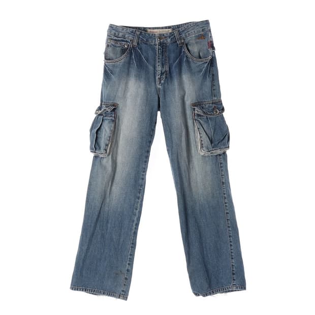 Balmer 입체 포켓 워싱 카고 데님 팬츠 32