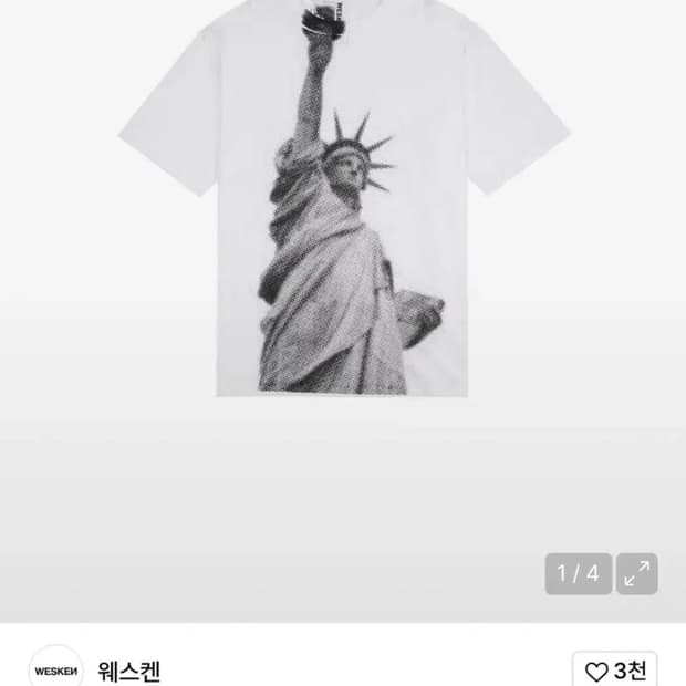 3) 웨스켄 자유의 여신상 반팔 티셔츠