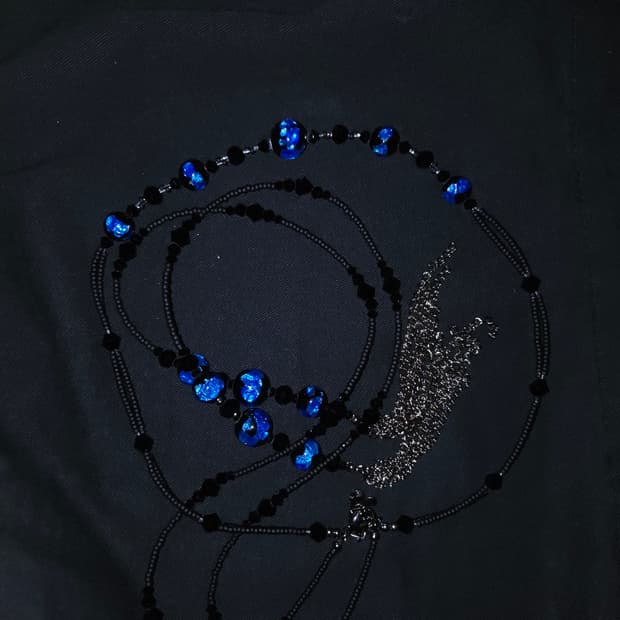 빈티지 목걸이 오리엔탈 히피 펑크 페어리 블루