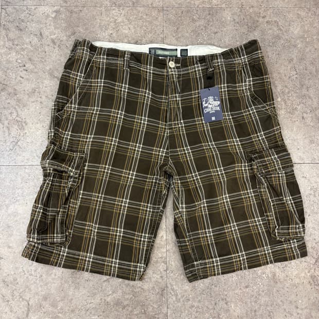 old navy 브라운 체크 카고 반바지 #csz377