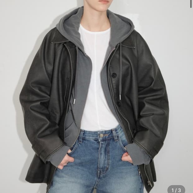 구함)노우드 워싱 발마칸 레더 자켓(블랙/그레이)