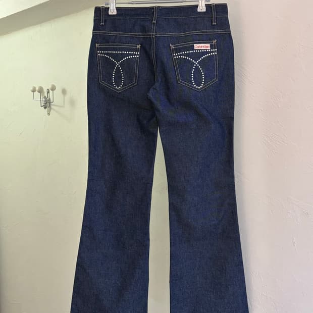 90s 캘빈클라인 라인스톤 부츠컷 데님 made in Italy