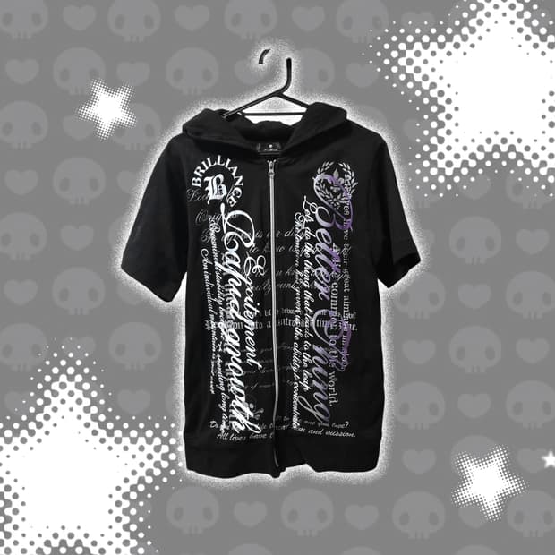 펑크y2k갸루 레터링 반팔 후드집업