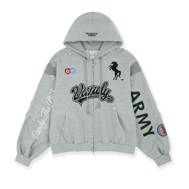 [2] 반디더핑크 X 프로토콜인덱스 후드집업 그레이