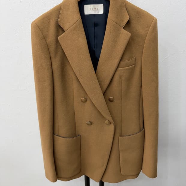 정품) TIME 타임 한섬 여성 더블 브레스트 캐멜 자켓 55-66