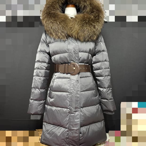케빈클라인ㅡ 오리털 패딩 55 천연 라쿤퍼/왕라쿤/빅라쿤/새거수준