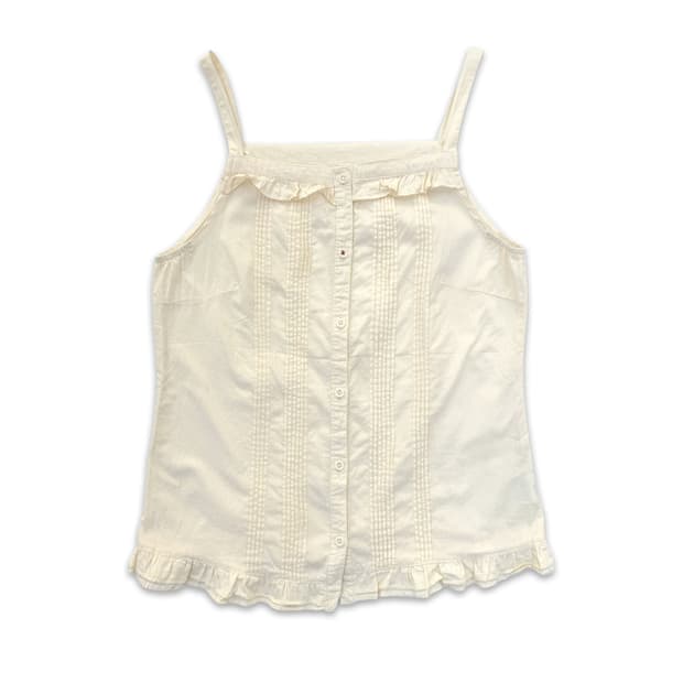 빈티지 아이보리 모리 프릴 슬리브리스