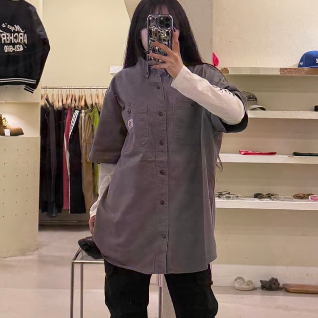 칼하트 작업용 버튼다운 반팔 셔츠 U1406