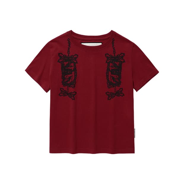 더바이닐하우스 CHAIN RIBBON TEE RED