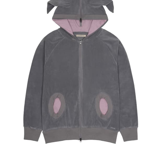HORN STRIPED ZIP-UP HOODIE PURPLE GREY