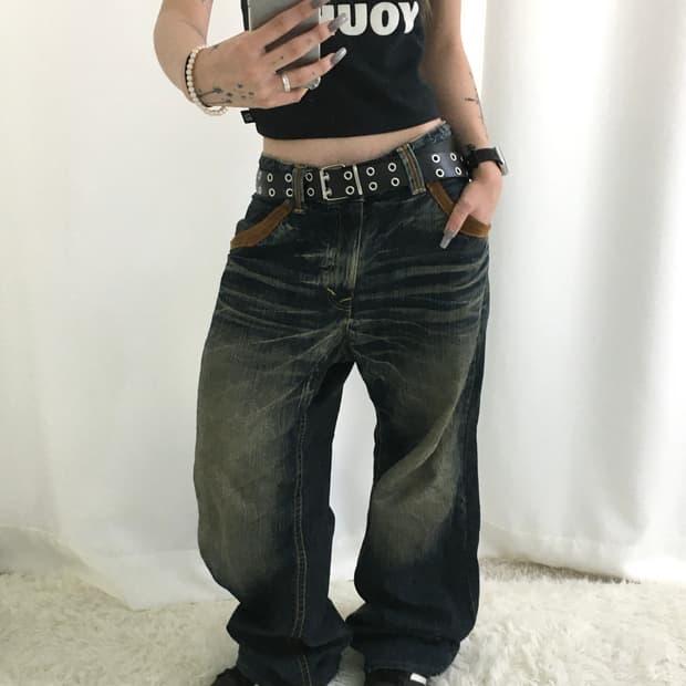  EDWIN 익스클루시브 워시드 디테일 포켓 데님팬츠