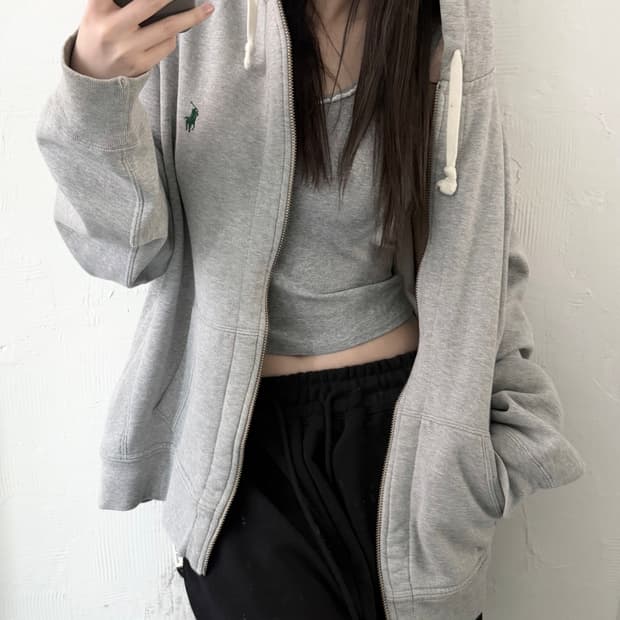 Polo 폴로 랄프로렌 그레이 써멀 후드집업