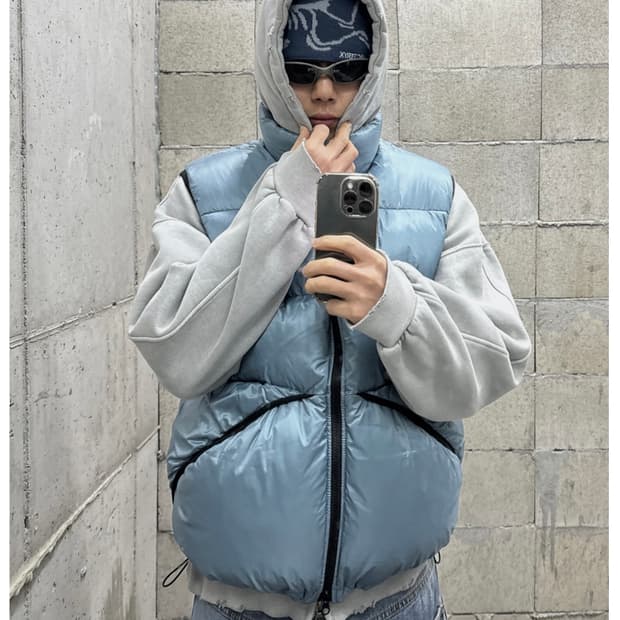 블루 패딩 베스트  (free 사이즈)