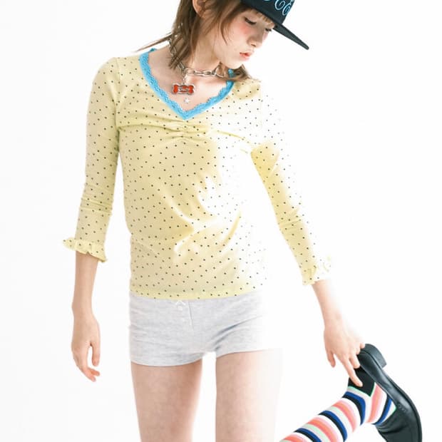 샵페어리 미니 하트 레이스탑 레몬