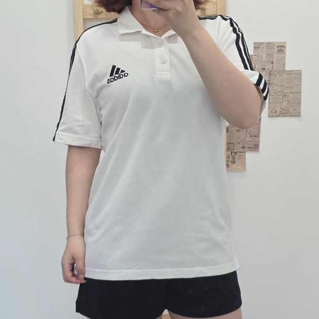 [프립]M/아디다스 삼선 반팔 카라티 흰색