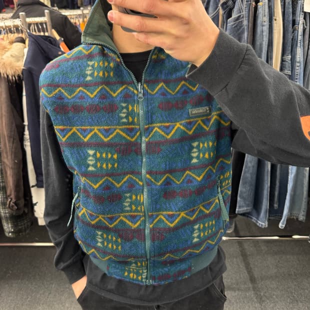 M)콜롬비아 빈티지 리버시블 아즈텍 패턴 플리스 베스트