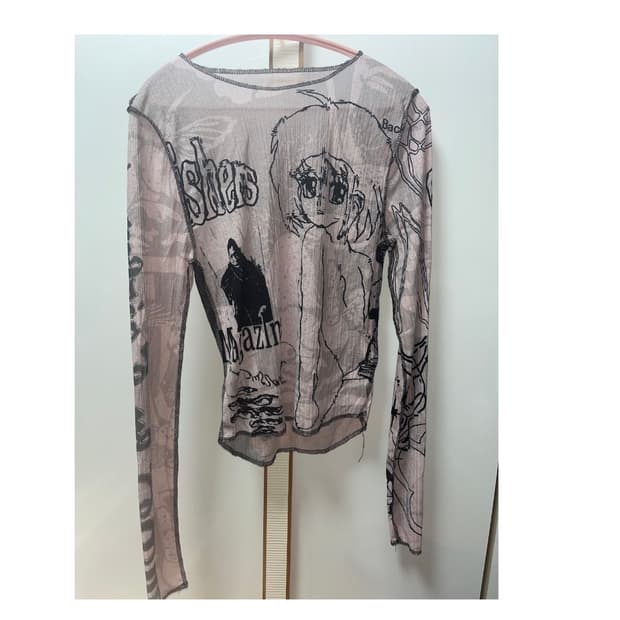 아니메 그래픽 긴팔 슬리브