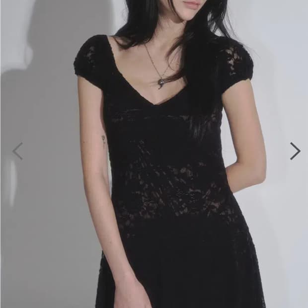 애즈온 플로라 레이스 퍼프 드레스 블랙 flora lace 원피스