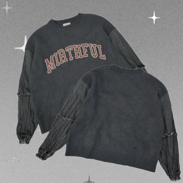 피그먼트 데님 포인트 맨투맨 그레이 니트 보헤미안 일본 빈티지 펑크