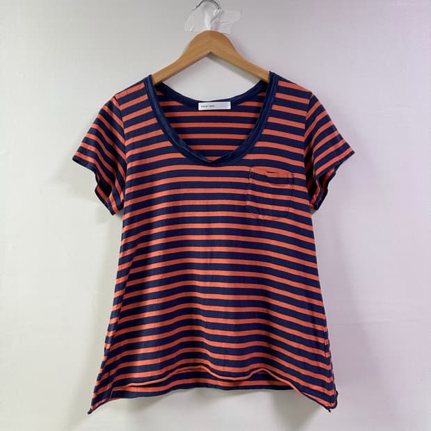 sacai luck orange navy stipe top