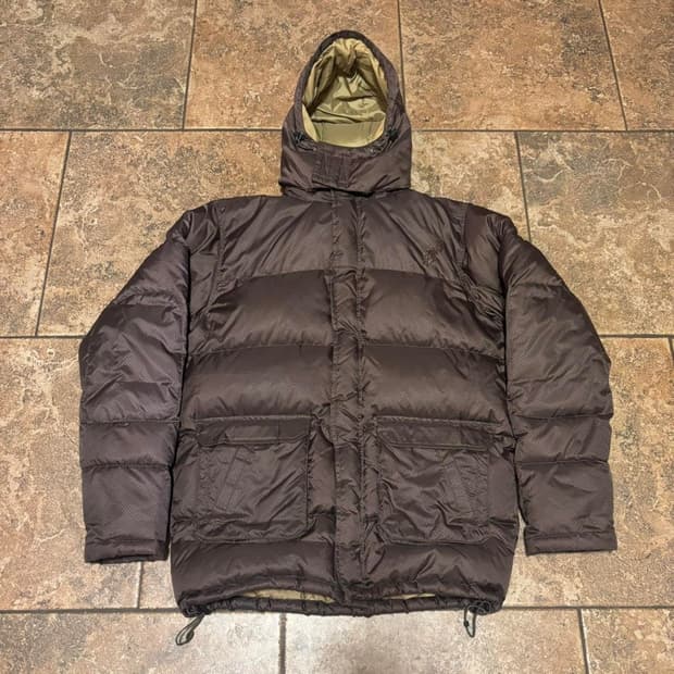 90s 스투시 후드 푸퍼 다운 자켓 브라운