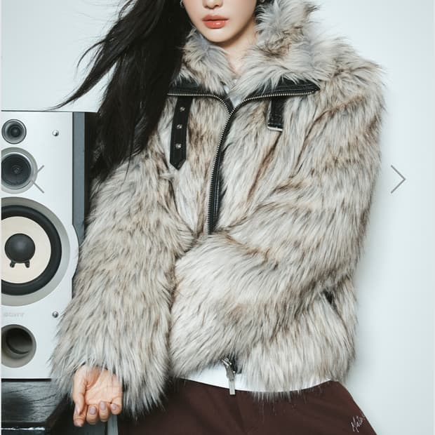 마뗑킴 퍼자켓 아이보리 m