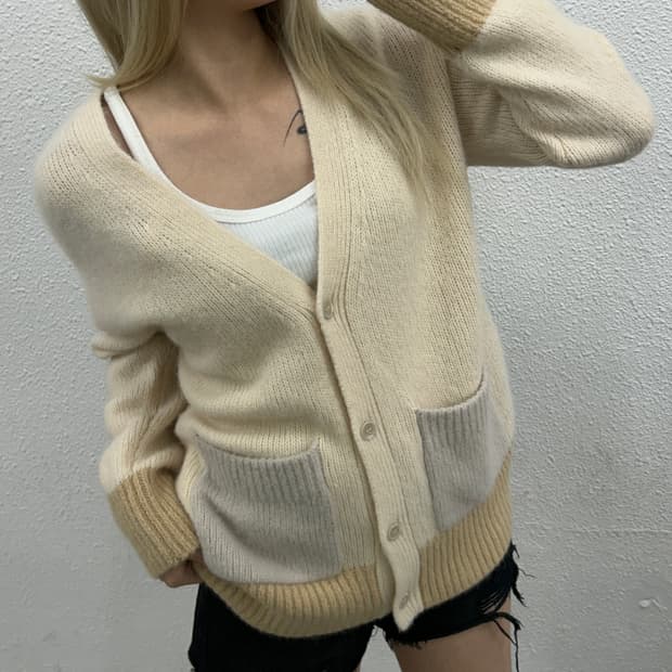 코스 포켓 아이보리 니트 가디건 XS
