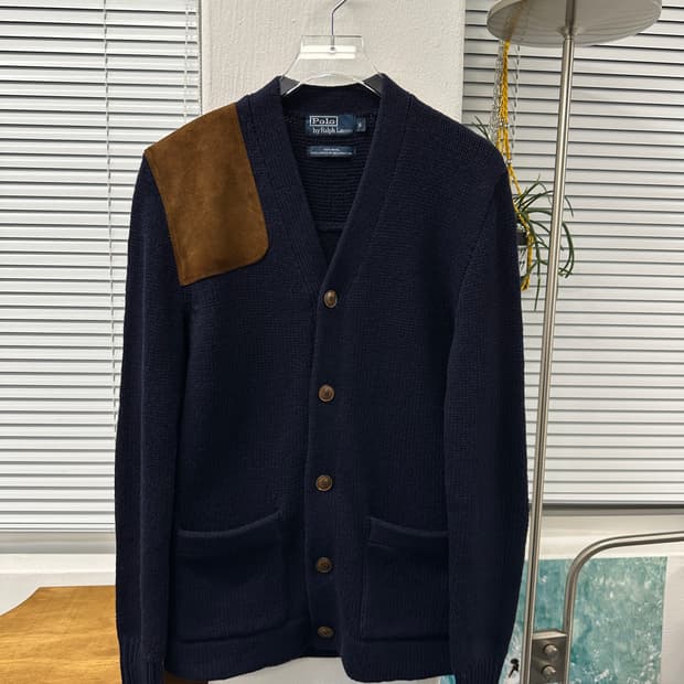 폴로 랄프로렌 울 패치 가디건 (네이비)
