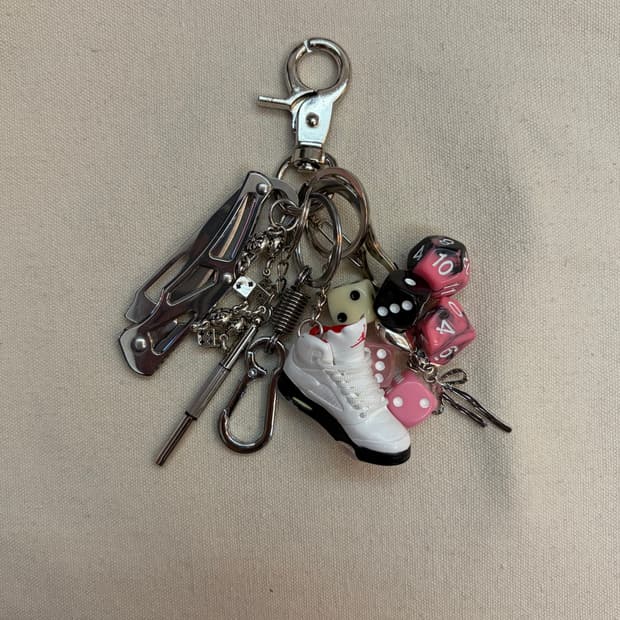 Pink & Black Dice Street Keyring