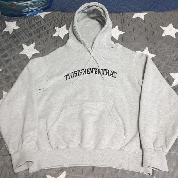 디스이즈네버댓 혜비 레터링 자수 기모 후드티 그레이 (M)