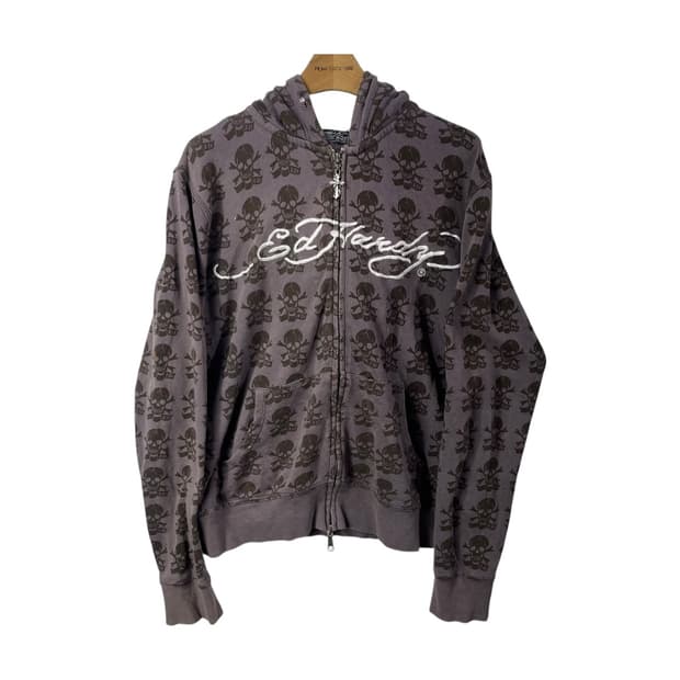 [Ed Hardy] 에드하디 스컬 빅 도트 후드집업