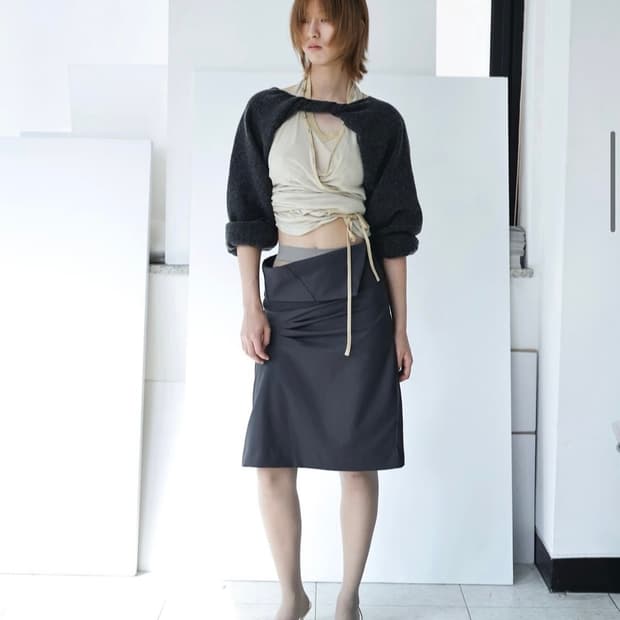 울리카 율리카 ulika sanctus 니트 볼레로 챠콜