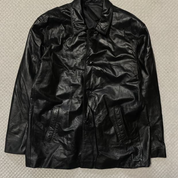 광희시장 웨스턴 무드 카우하이드 소가죽 레더 카 코트