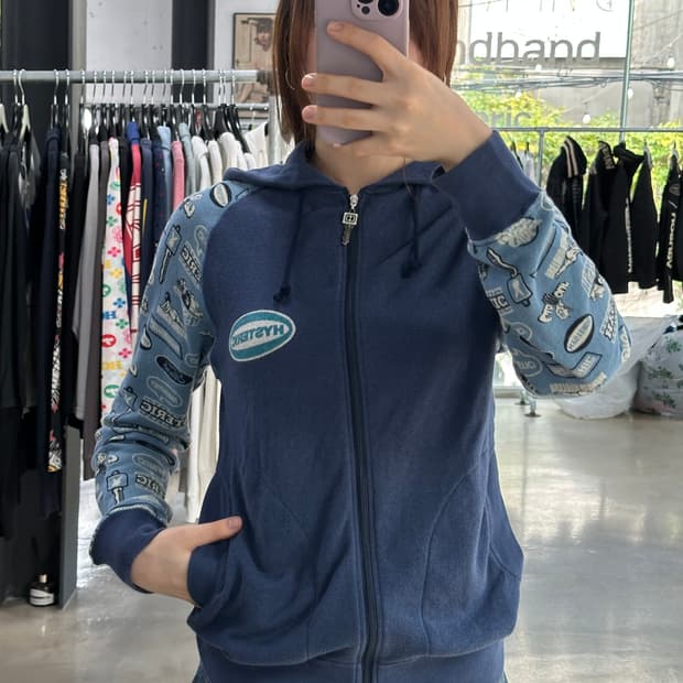 히스테릭글래머 너드 래글런 카툰로고 Key 후드집업